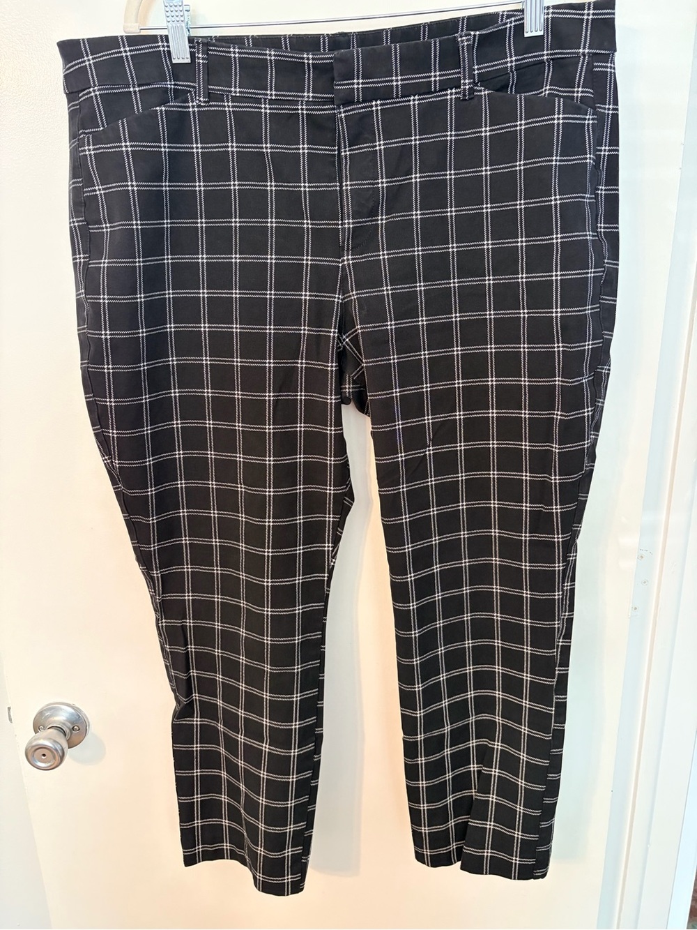 Old Navy High Rise Pixie Pants 18 Black White Windowpane Plaid